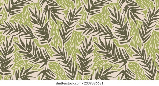 Tropical abstract seamless pattern. Retro palm leaves. Vintage style. Vector design for paper, cover, fabric, interior decor and other use