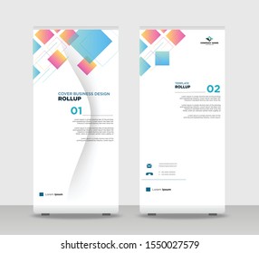 Tropical Abstract Shapes Modern Exhibition Advertising Trend Business Roll Up Banner Stand Poster Brochure flat design template creative concept. white background Roll Up EPS. Presentation