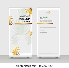 Tropical Abstract Shapes Modern Exhibition Advertising Trend Business Roll Up Banner Stand Poster Brochure flat design template creative concept. white background Roll Up EPS. Presentation