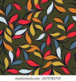 Tropical abstract vector seamless leaves pattern. Exotic background. Flower garden wallpaper design vector prepared for textile printing