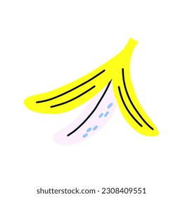 Frutos de ácido tropical aislados de plátano abierto. Vector dibujado a mano