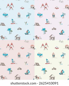 Tropical Kids’ Adventure Cartoon Print – Perfect for Fabric, Textile, Wrapping, or Wallpaper