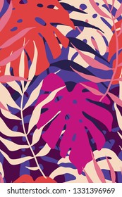 Tropical aesthetic leaf, pastel retro vintage minimal seamless pattern