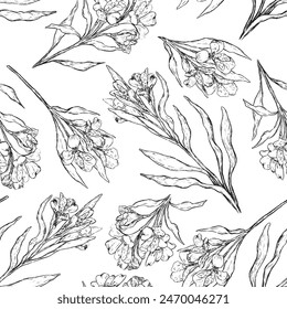 Tropical Alstroemeria flowers ornament. Vintage vector seamless pattern with exotic plant.