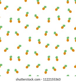 Tropical ananas pineapple fruit seamless pattern on white background. Vector illustration for textile print, wallpaper, fashion design .eps 10.