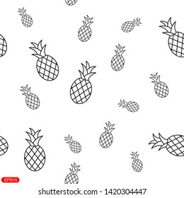 Tropical ananas pineapple fruit seamless pattern