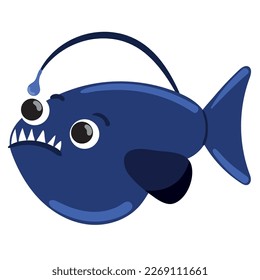 tropical angler fish icon isolated design