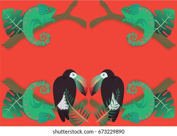 Tropical animal with a banner