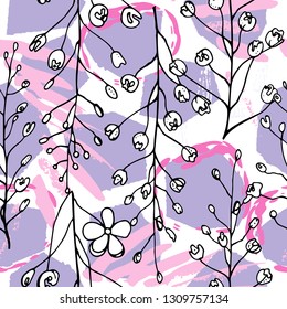 Tropical, animal motif. Black and white Modern summer flower leaf abstract shape brush. Seamless pattern crackle textures. Tropic animal vector background. Watercolor blobs and daubs, ink and stains.