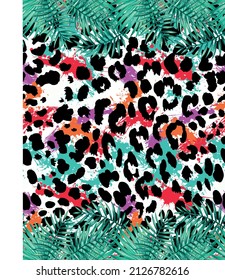 efecto de pincel de patrón de animal tropical de color