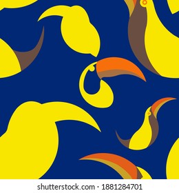 Tropical animals in abstract style on colorful background. Abstract background. Color cartoon vector. Watercolor abstract. Vintage vector illustration. Botanical print. Sloth, chameleon, toucan