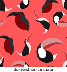 Tropical animals in abstract style on colorful background. Abstract background. Color cartoon vector. Watercolor abstract. Vintage vector illustration. Botanical print.  toucan design