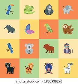 tropical animals gorilla sloth panther