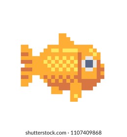 Tropical aquarium fish icon. Pixel art. Isolated vector illustration. Design elements for logo, sticker and mobile application.