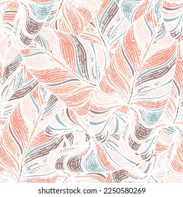 Tropical araceae leaf seamless pattern. Jungle leaves background.