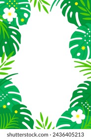 Tropical tropical atmosphere. Green leaves. Frame background material reminiscent of a southern island.