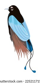 Tropical avian animal, isolated exotic bird with colorful plumage. Zoology and ornithology, zoo park or fauna and wilderness biodiversity. Nature and wildlife of warm countries. Vector in flat style