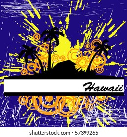 Tropical background. Aloha Hawaii. Vector palms.