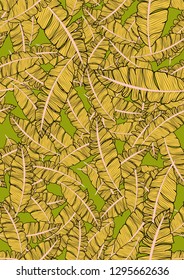 Tropical background with banana leaves. A seamless pattern with tropical leaves.