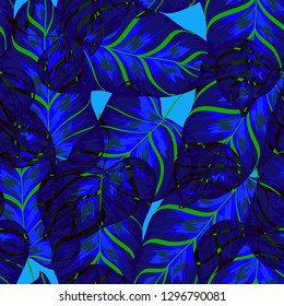 Tropical background with banana leaves. A seamless pattern with tropical leaves.