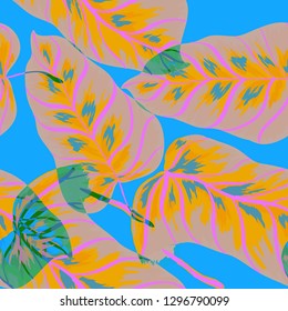 Tropical background with banana leaves. A seamless pattern with tropical leaves.