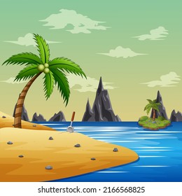 Tropical background with blue ocean and sunny beaches