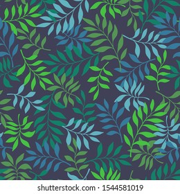 Tropical background with colorful leaves. Seamless floral pattern. Summer vector illustration. Flat jungle print