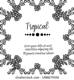 Tropical background design cards, with vintage flower frame. Vector