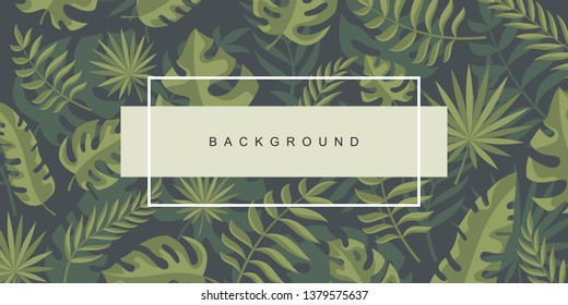 Tropical background with exotic jungle leaves.