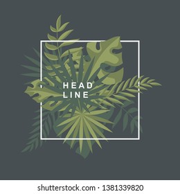 Tropical background with exotic jungle leaves.
