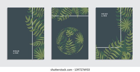 Tropical background with exotic jungle leaves. Flyer, brochure, corporate identity.