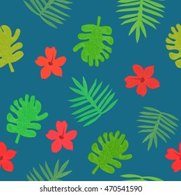 tropical background with flowers and plants