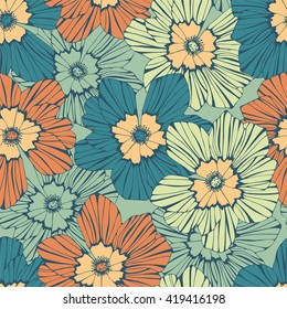 Tropical background with flowers. Seamless pattern.
