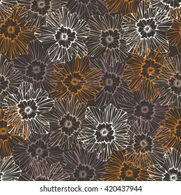 Tropical background with flowers. Seamless pattern.
