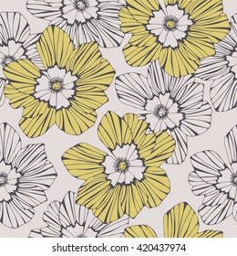 Tropical background with flowers. Seamless pattern.