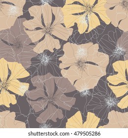 Tropical background with flowers. Seamless pattern.