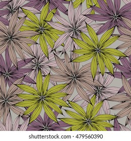 Tropical background with flowers. Seamless pattern.