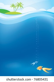 tropical background with the goldfish
