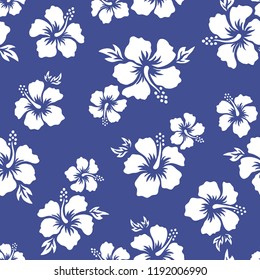 Tropical Background With Hibiscus Flowers. Seamless Hawaiian Pattern. Exotic Vector Illustration