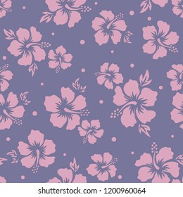 Tropical background with hibiscus flowers. Seamless hawaiian pattern. Exotic vector illustration