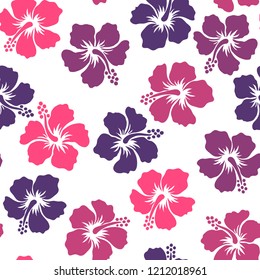 Tropical Background Hibiscus Flowers Seamless Hawaiian Stock Vector ...