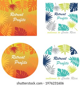 Tropical background icon. palm leaves vector