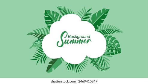Fondo tropical con hojas. Ilustración vectorial para su diseño.
