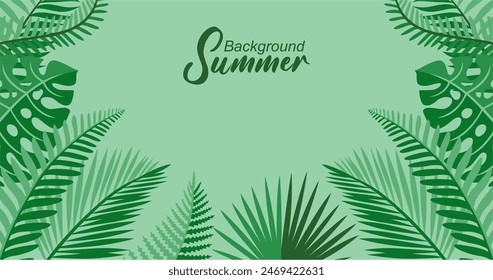 Tropical background with leaves. Vector illustration for your design.
