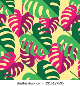 Tropical background with monstera leaves colouful . Seamless floral pattern. Summer vector illustration - Vector eps10 - Vector 
