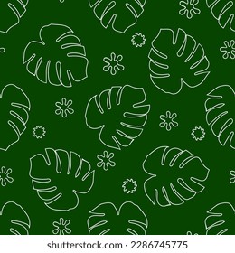 Tropical background with monstera leaves. Seamless floral exotic hawaiian pattern. Jungle  palm wallpaper. 