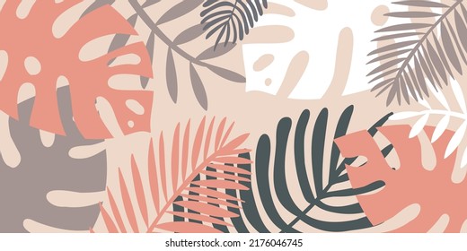 Tropical background, monstera palm leaf leaflet for design