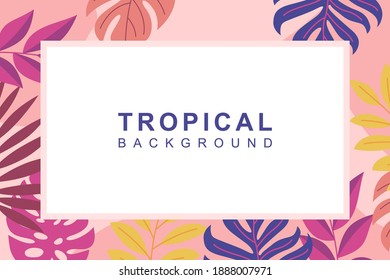 tropical background nature leaves modern art invitation