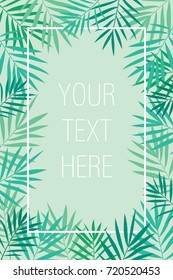 Tropical background with palm leaves. Banner, poster, invitation, brochure, flyer, card or cover template