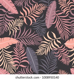 Tropical background with palm leaves. Seamless floral pattern. Summer vector illustration